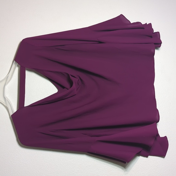 White House Black Market Women Shirt Blouse Bell Sleeves Vibrant Cut Out Size 10 - Picture 9 of 9